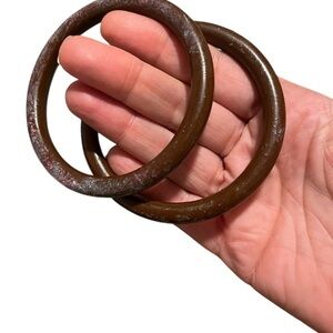 Vintage jewelry Bakelite (?) Chunky Brown Tube Bangles Bracelets lot Retro 1940s